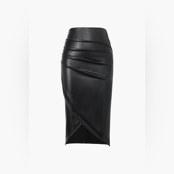 NWT! Black Faux Leather Pencil Skirt - Picture 1 of 8